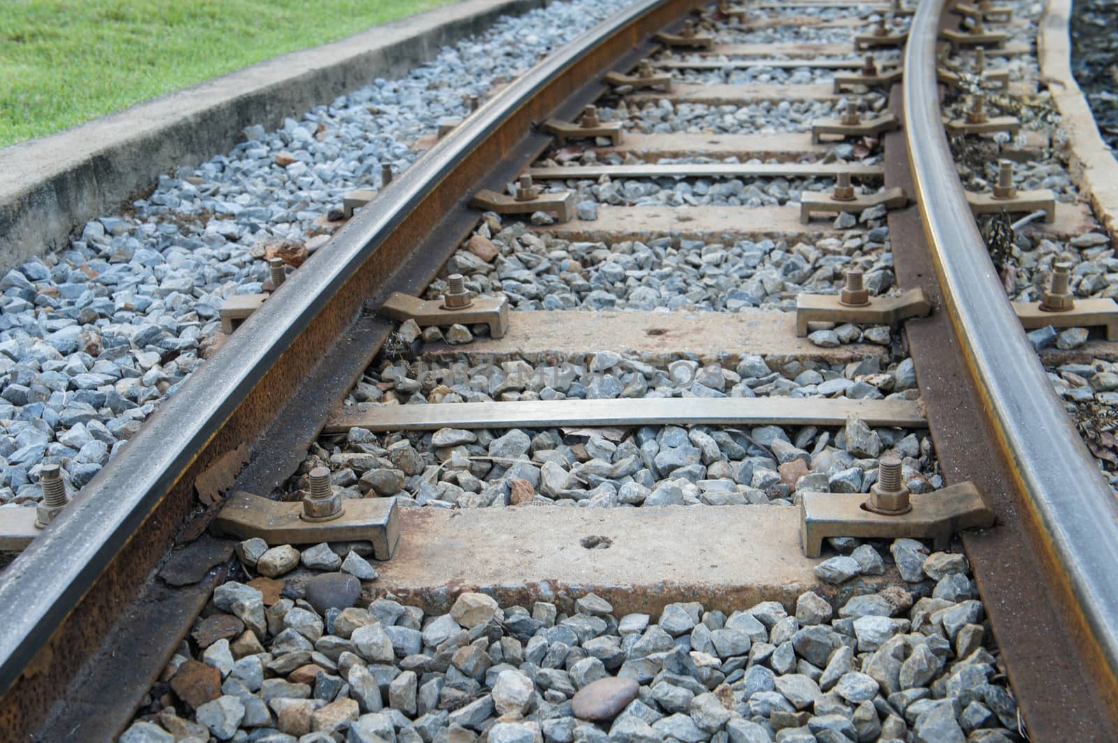 Line of railway track in the park