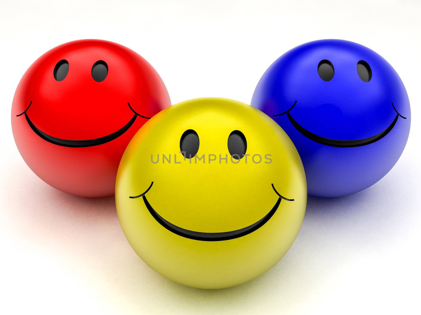 smile ball with emotions on a white background