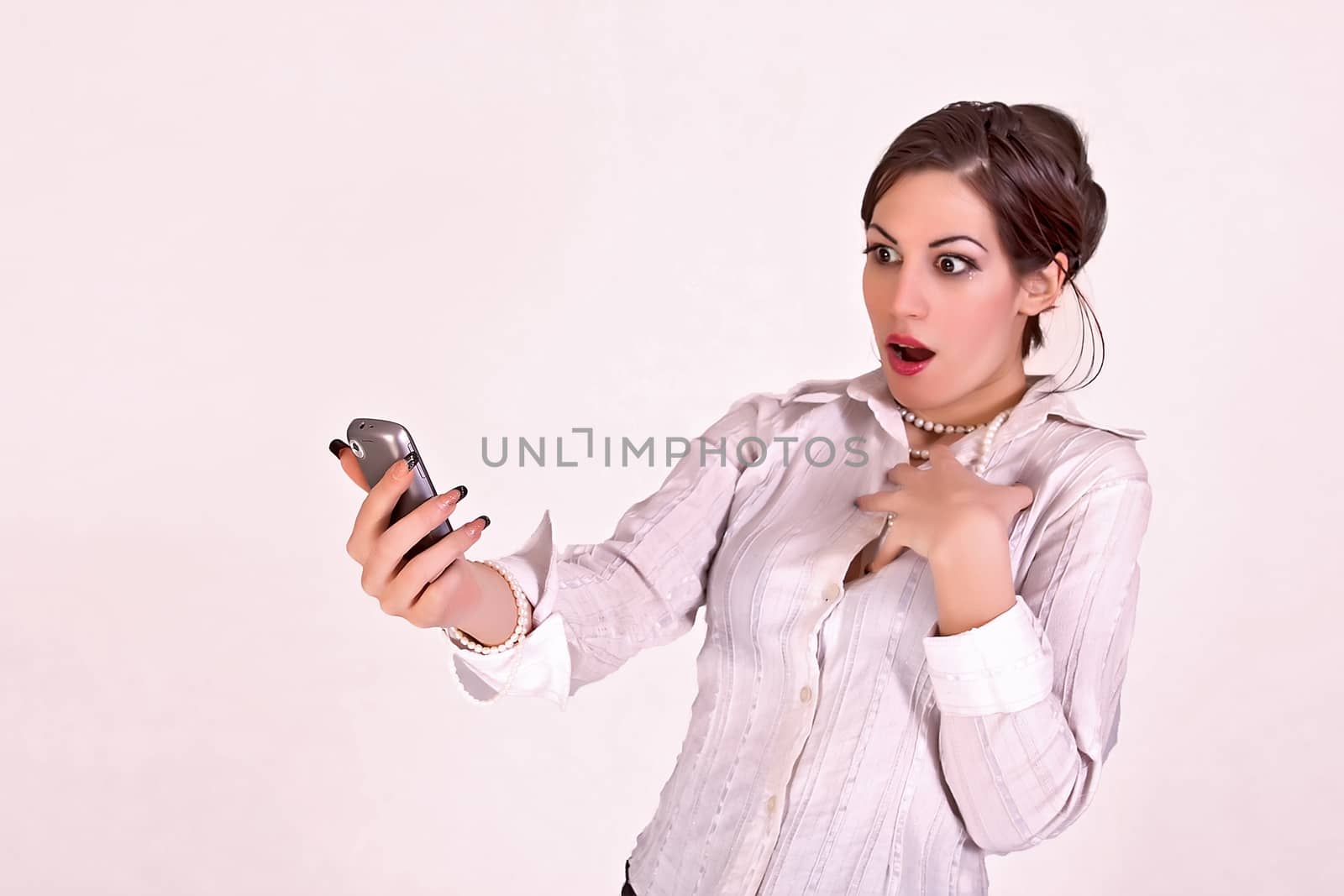 portrait of attractive businesswoman with cell phone