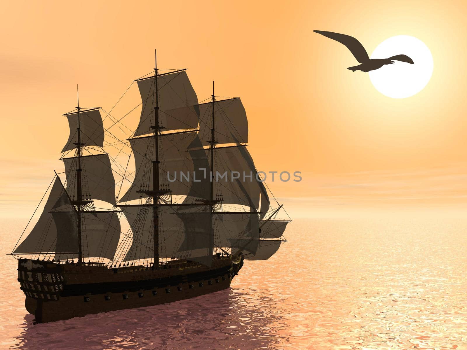 Old merchant ship - 3D render by Elenaphotos21