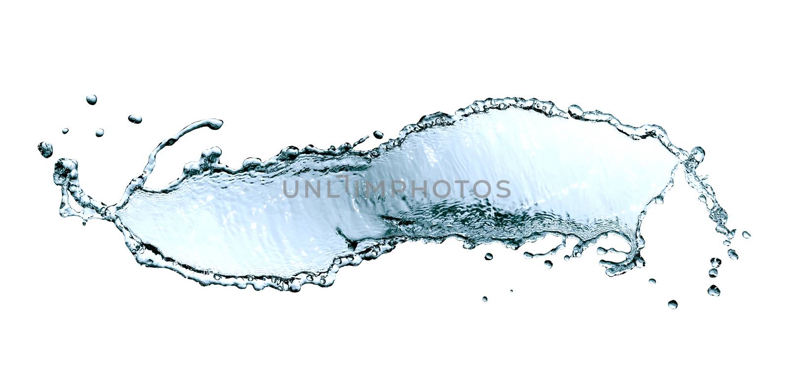 Abstract blue splashing water as wave on white background