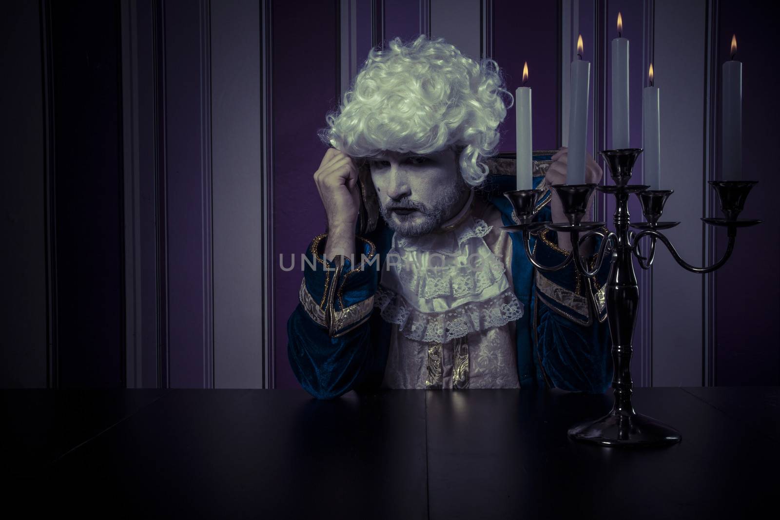 Eighteenth man dressed in rococo style, concept of wealth and po by FernandoCortes