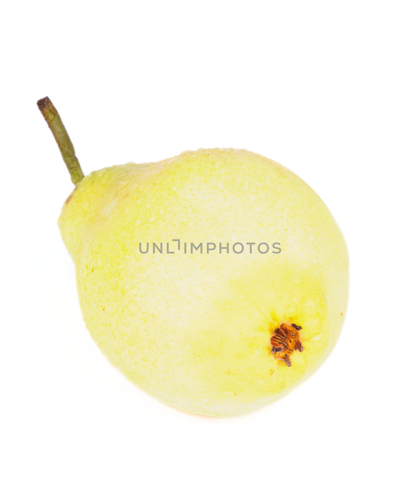 Delicious Ripe Yellow Pear isolated on white background