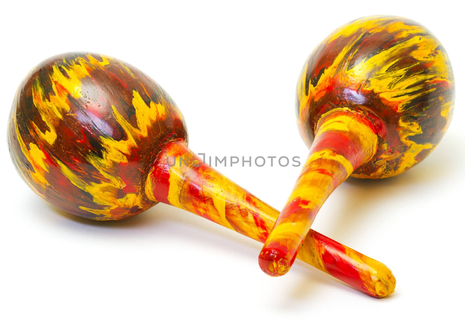 Exotic maracas on white background