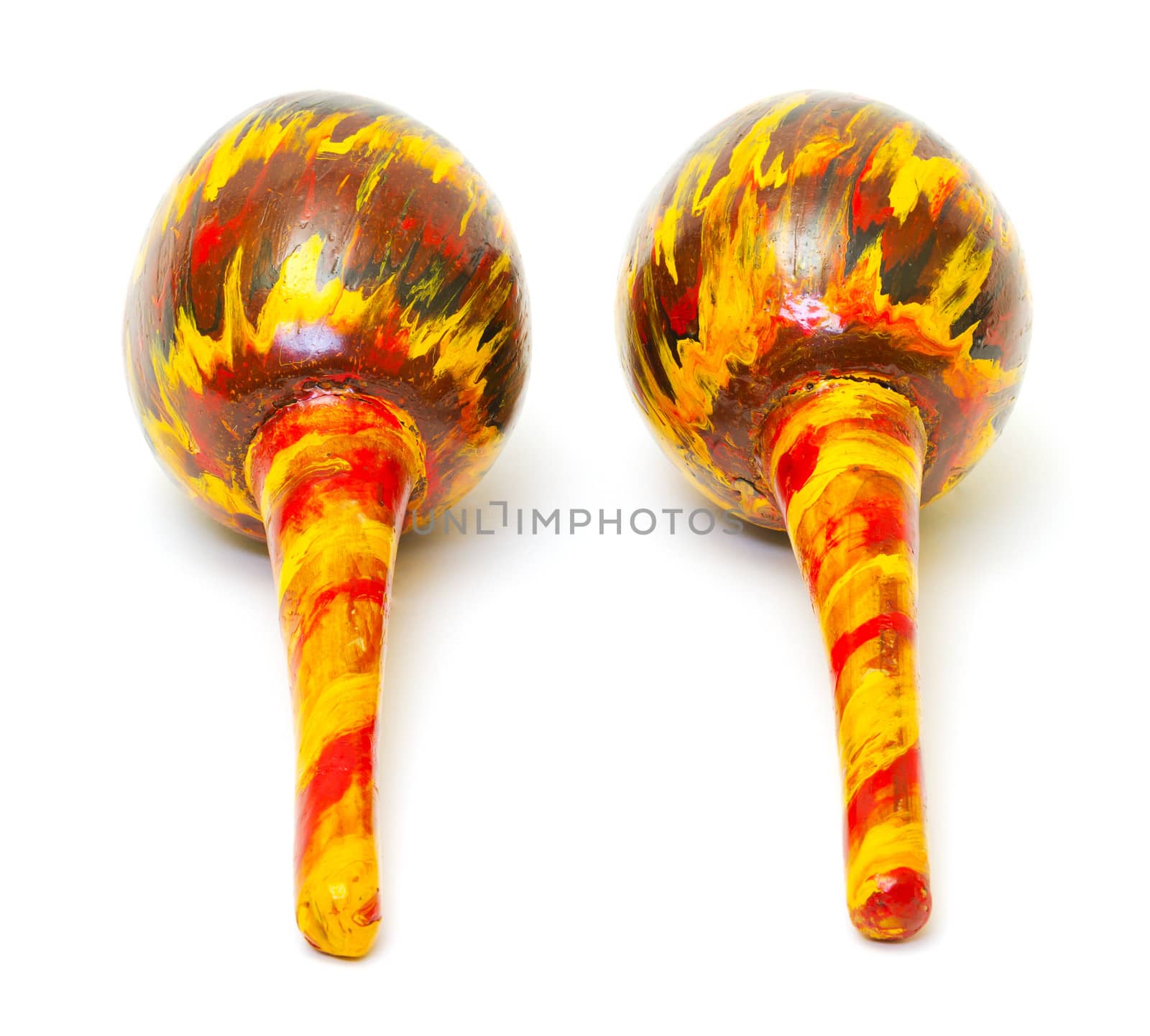 Exotic maracas on white background