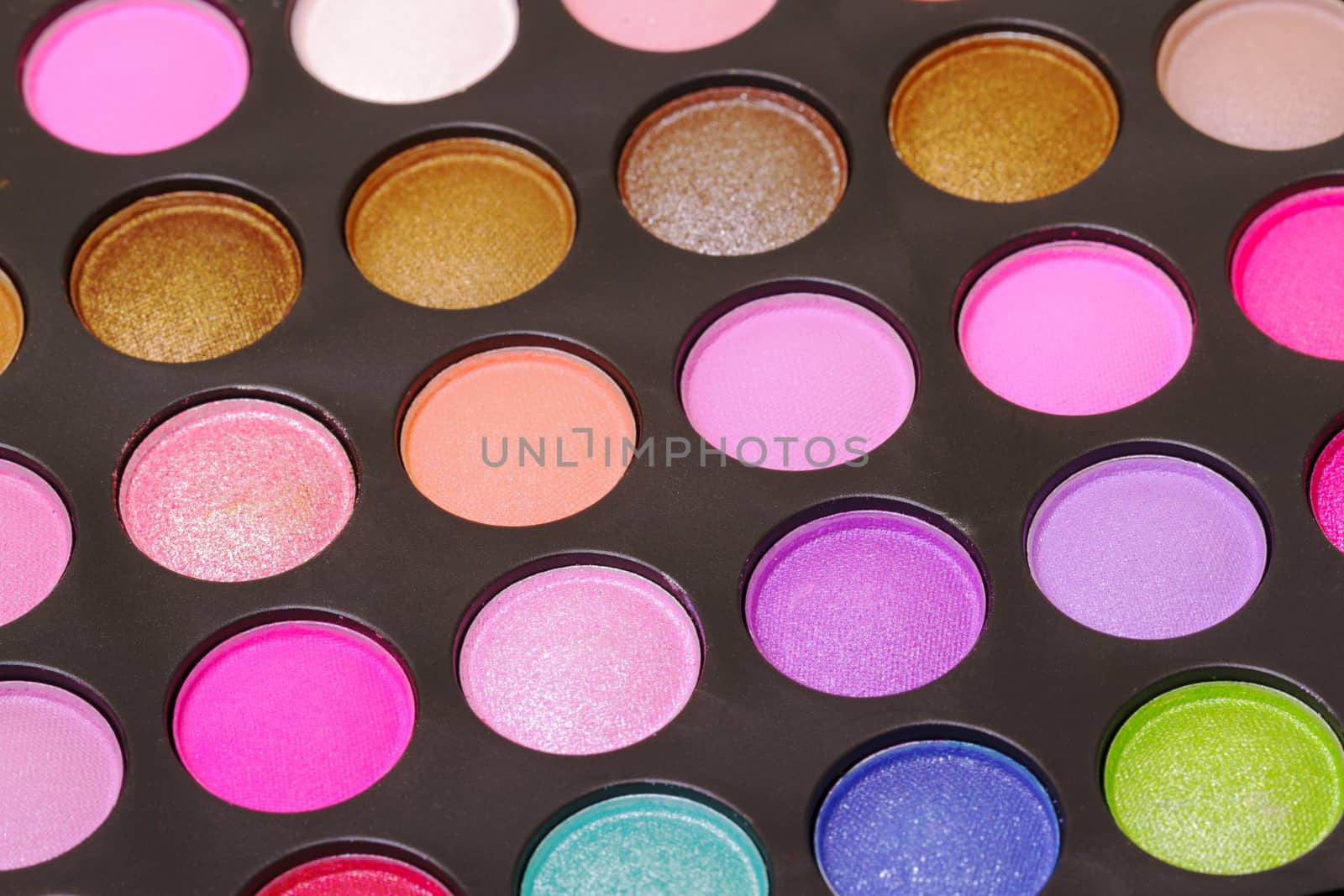 Set of multicolored eyeshadows, closeup