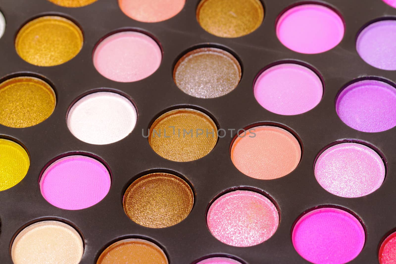 Set of multicolored eyeshadows, closeup