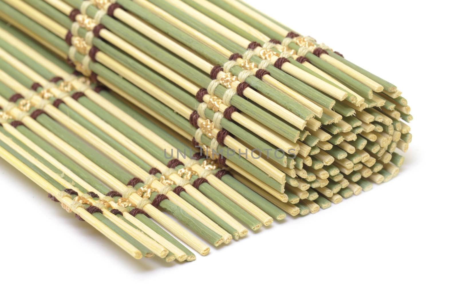 Bamboo mat on white background