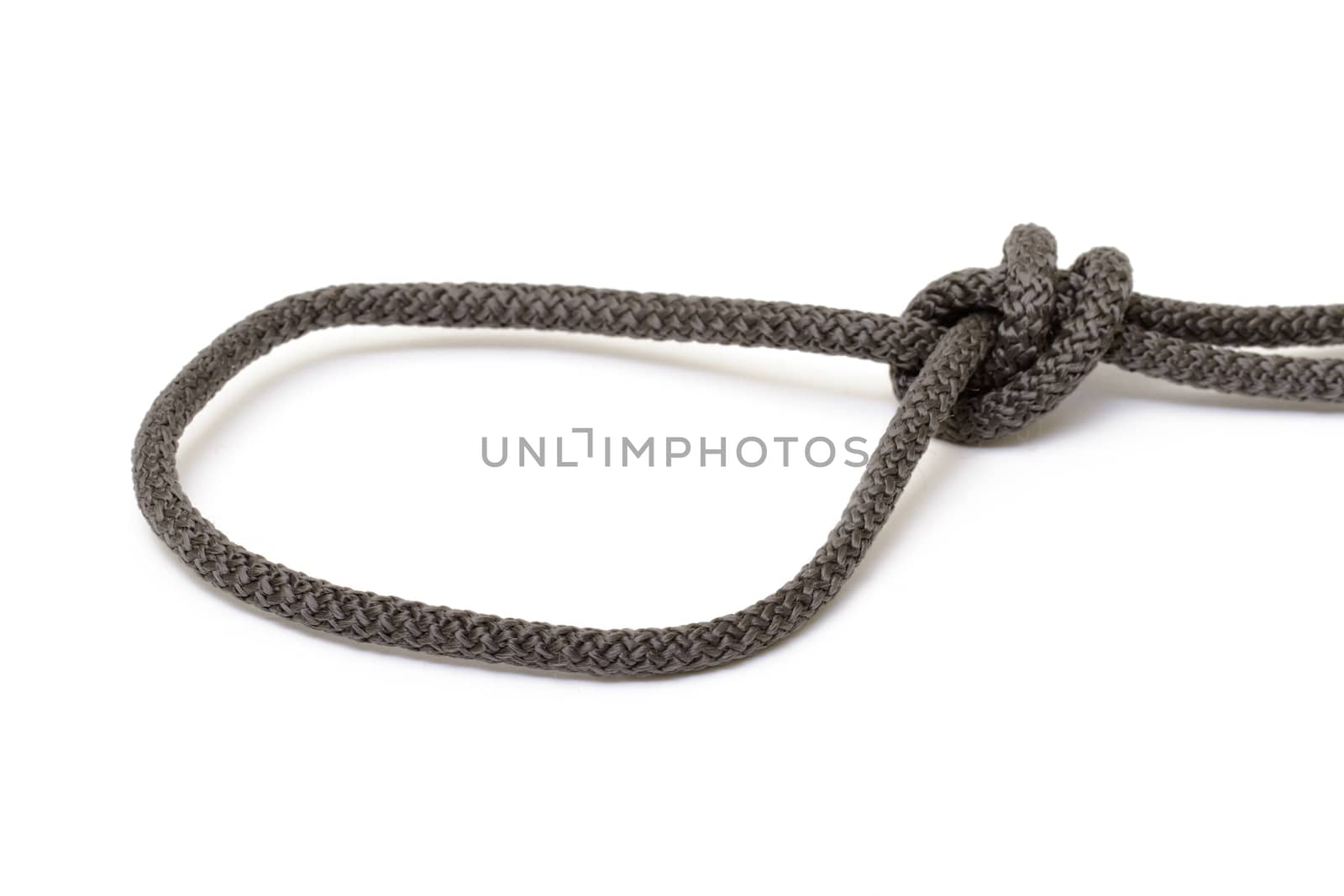 Black rope loop on white background