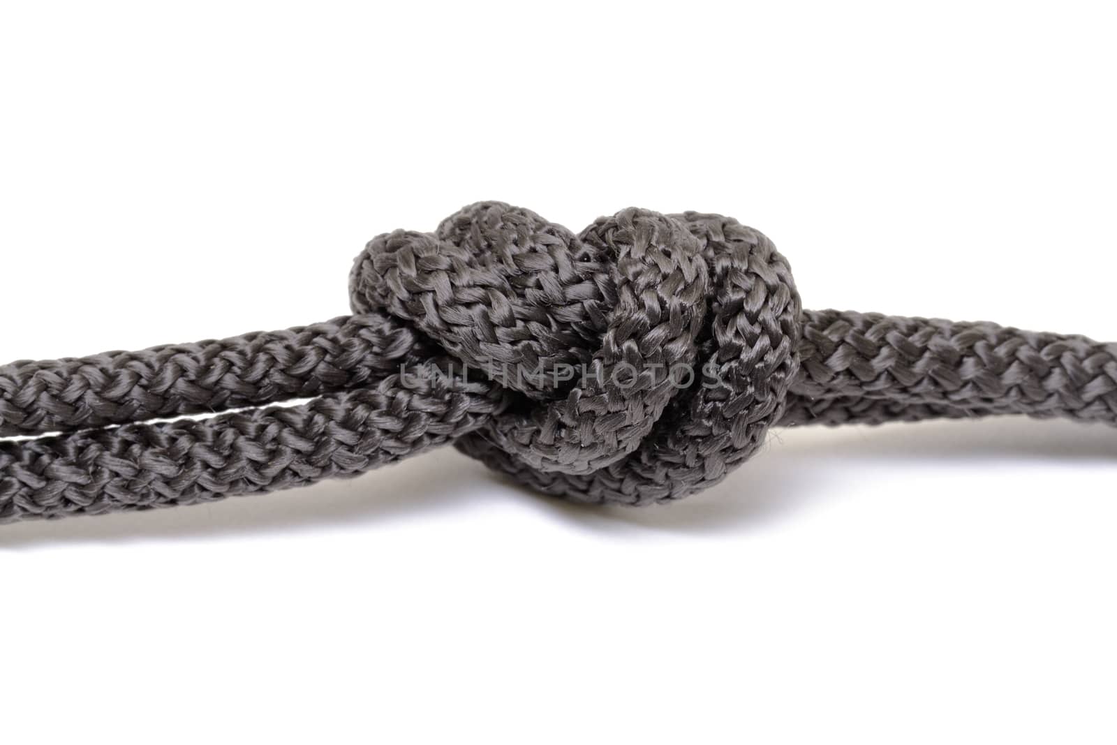 Black rope knot on white background