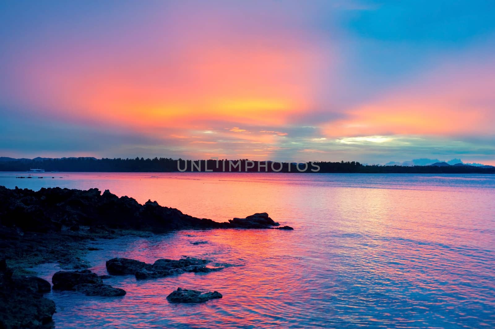 Tropical sunset in Shiargao island, Philippines