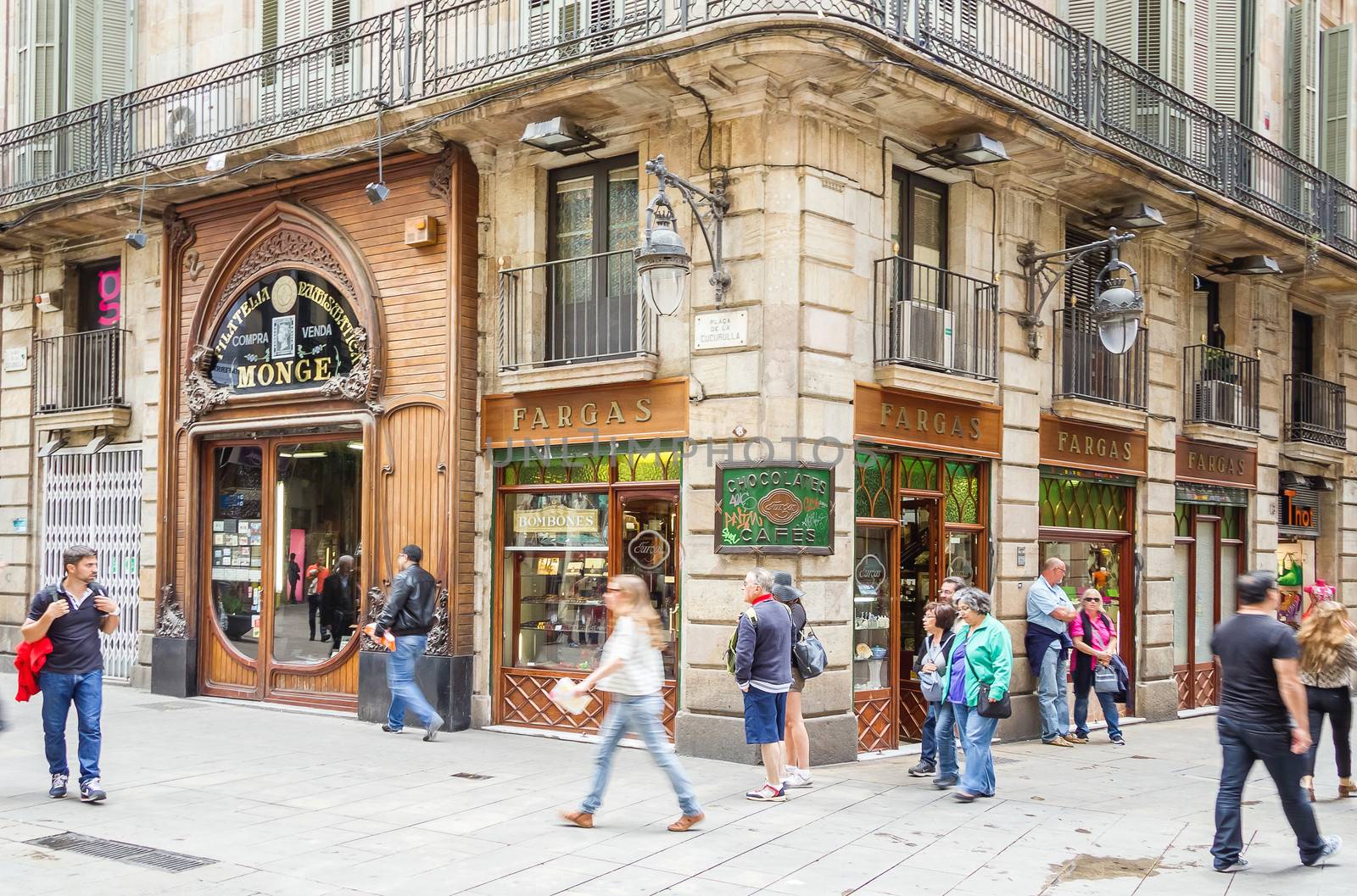 Modernist facade of philately shop, in Barcelona by doble.d