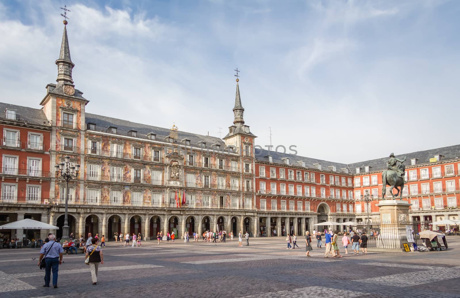 Central square of Plaza Mayor, in Madrid, Spain by doble.d