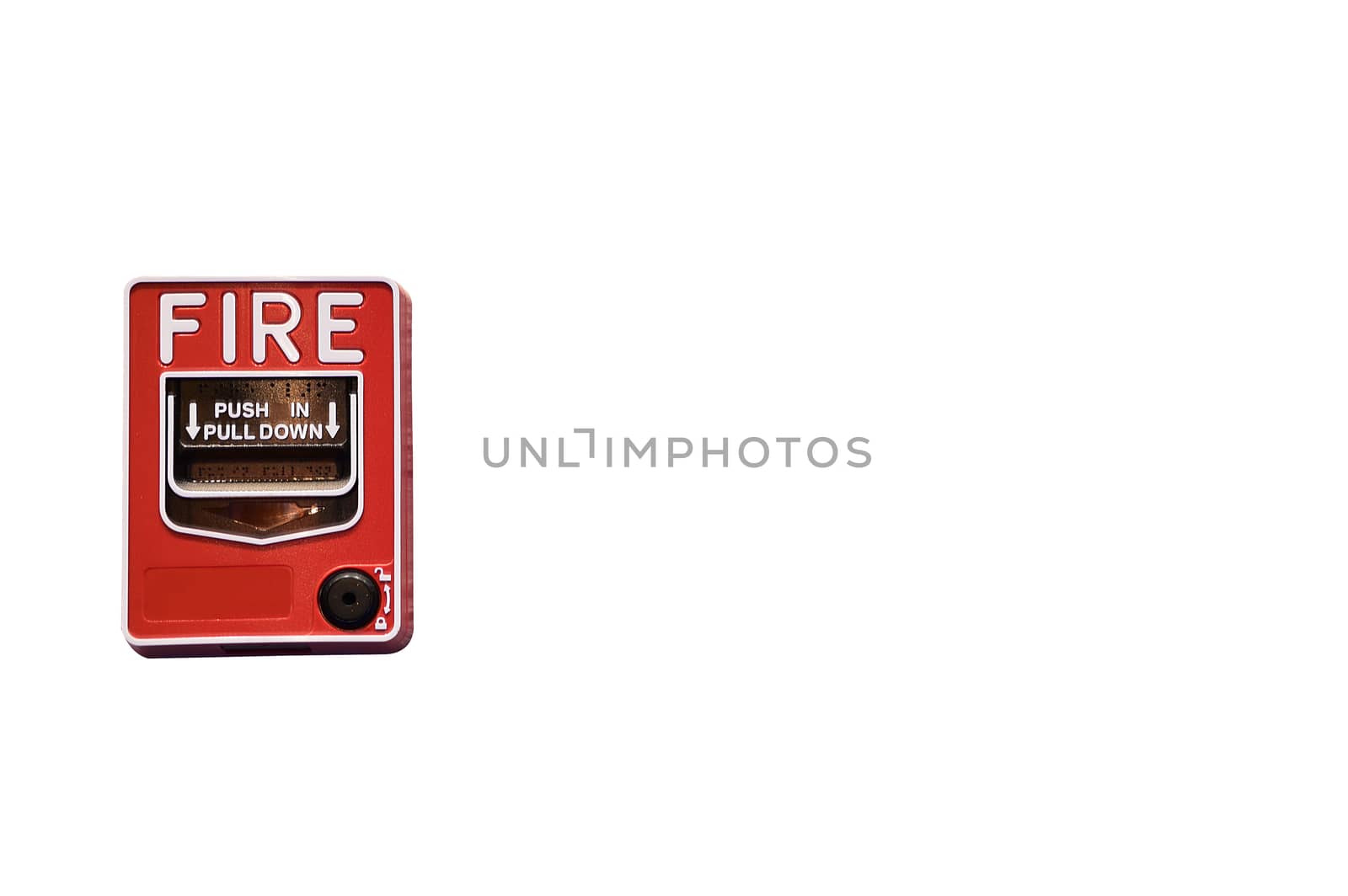 Fire alarm switch isolate on white background