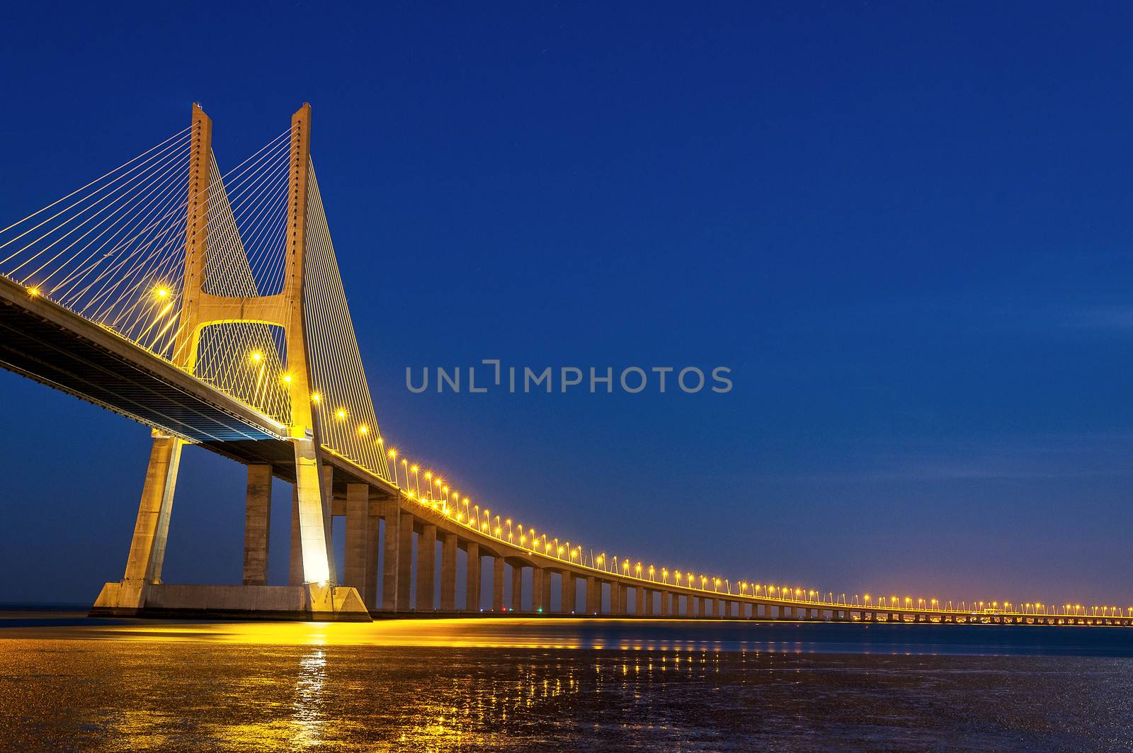 Vasco da Gama bridge is the largest in Europe over the Tagus river