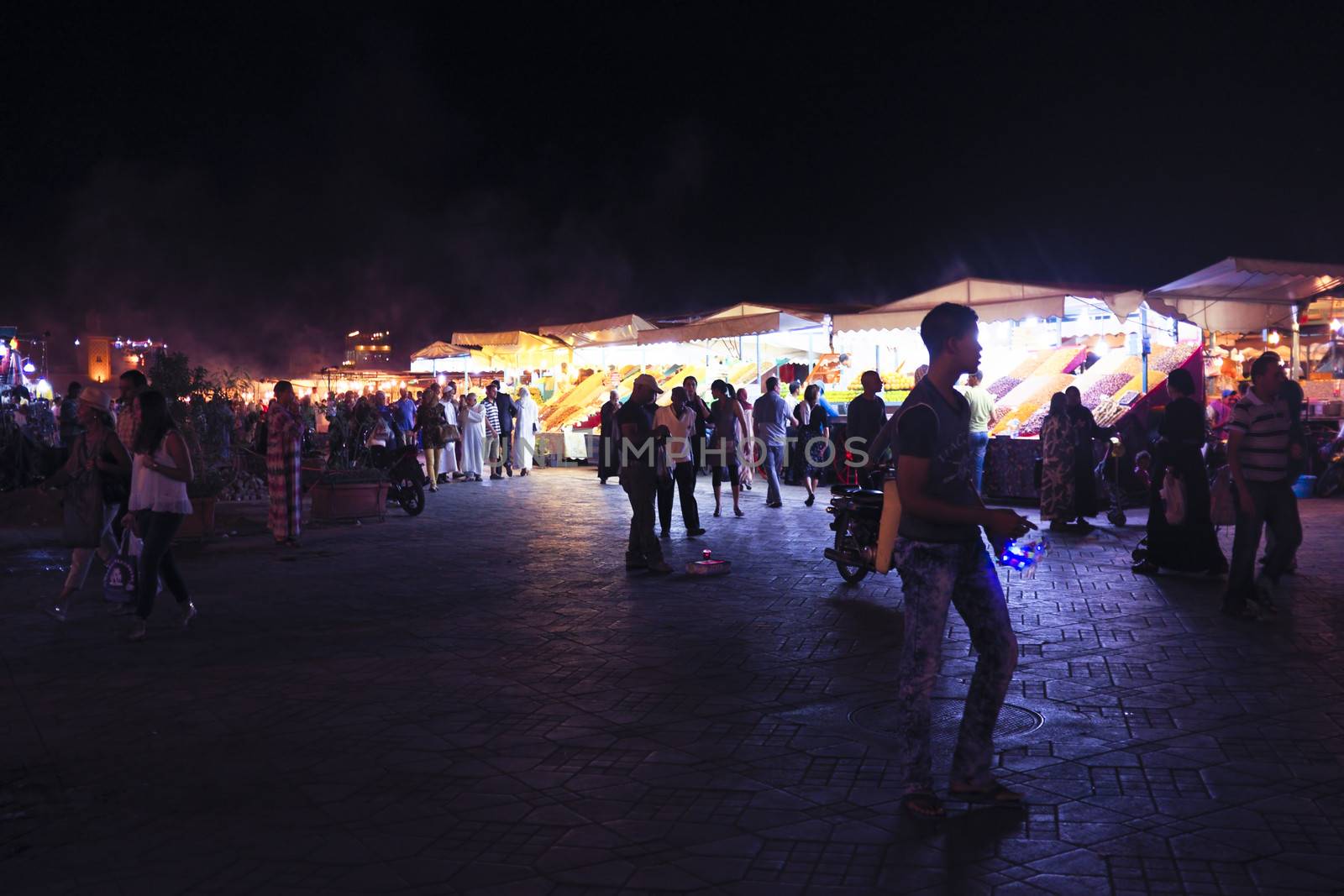 MARRAKECH - MOROCCO, 22 OCTOBER 2013:Jamaa el Fna is a square and market place in Marrakesh's medina quarter (old city). Marrakesh, Morocco, north Africa. UNESCO Heritage of Humanity.