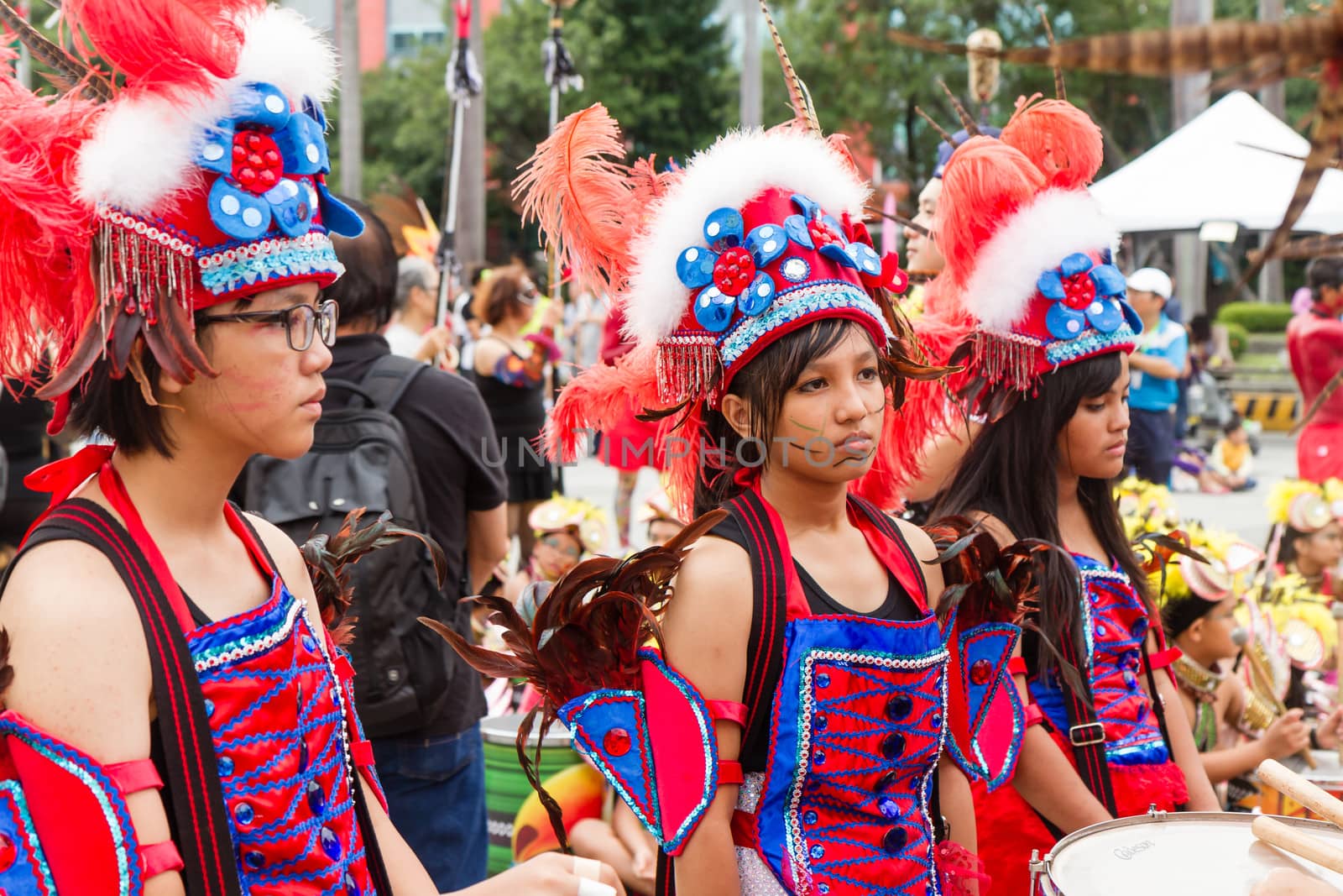 Costumed revelers march with floats in the annual Dream Parade on October 19, 2013, in Taipei, Taiwan.