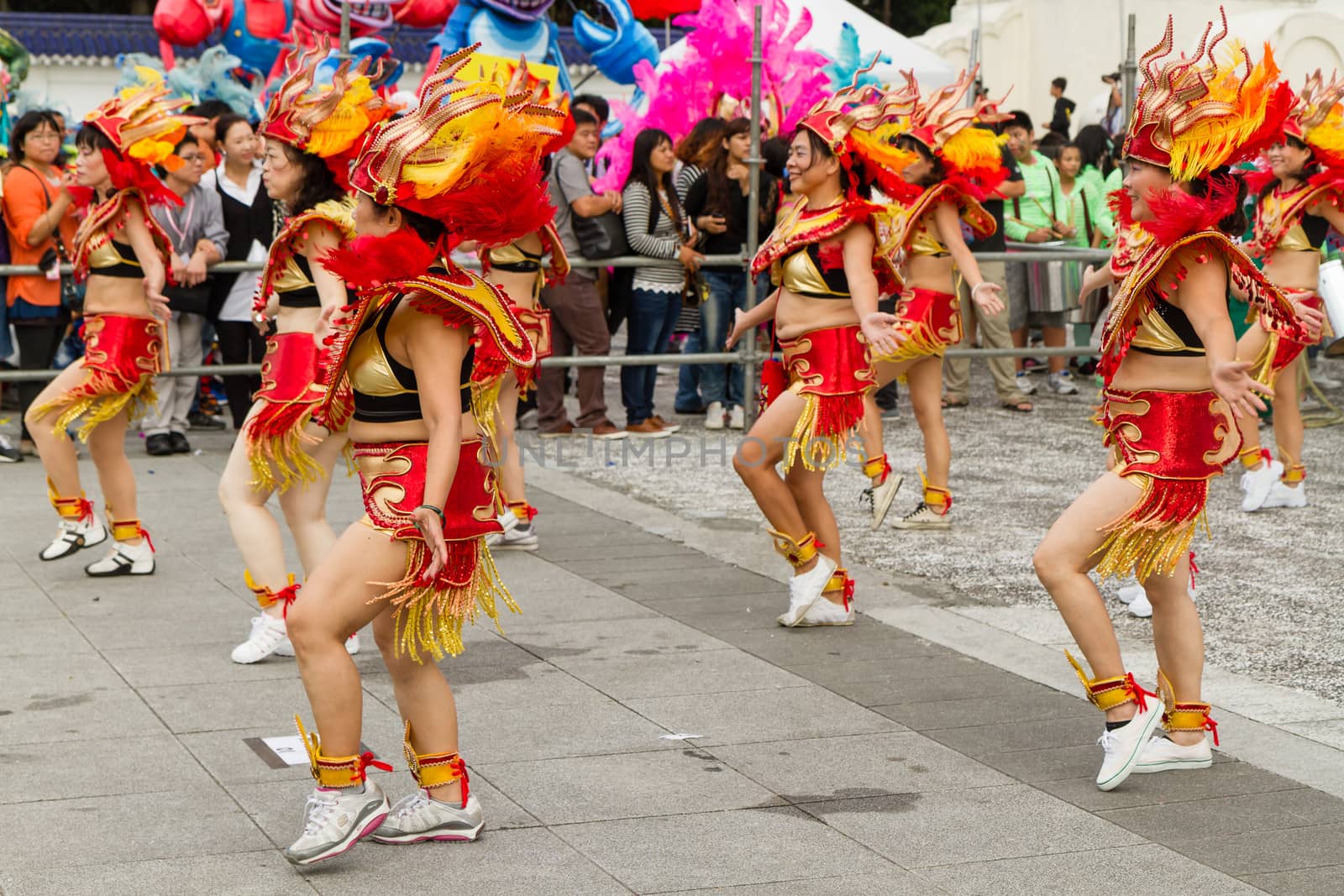 Costumed revelers march with floats in the annual Dream Parade on October 19, 2013, in Taipei, Taiwan.