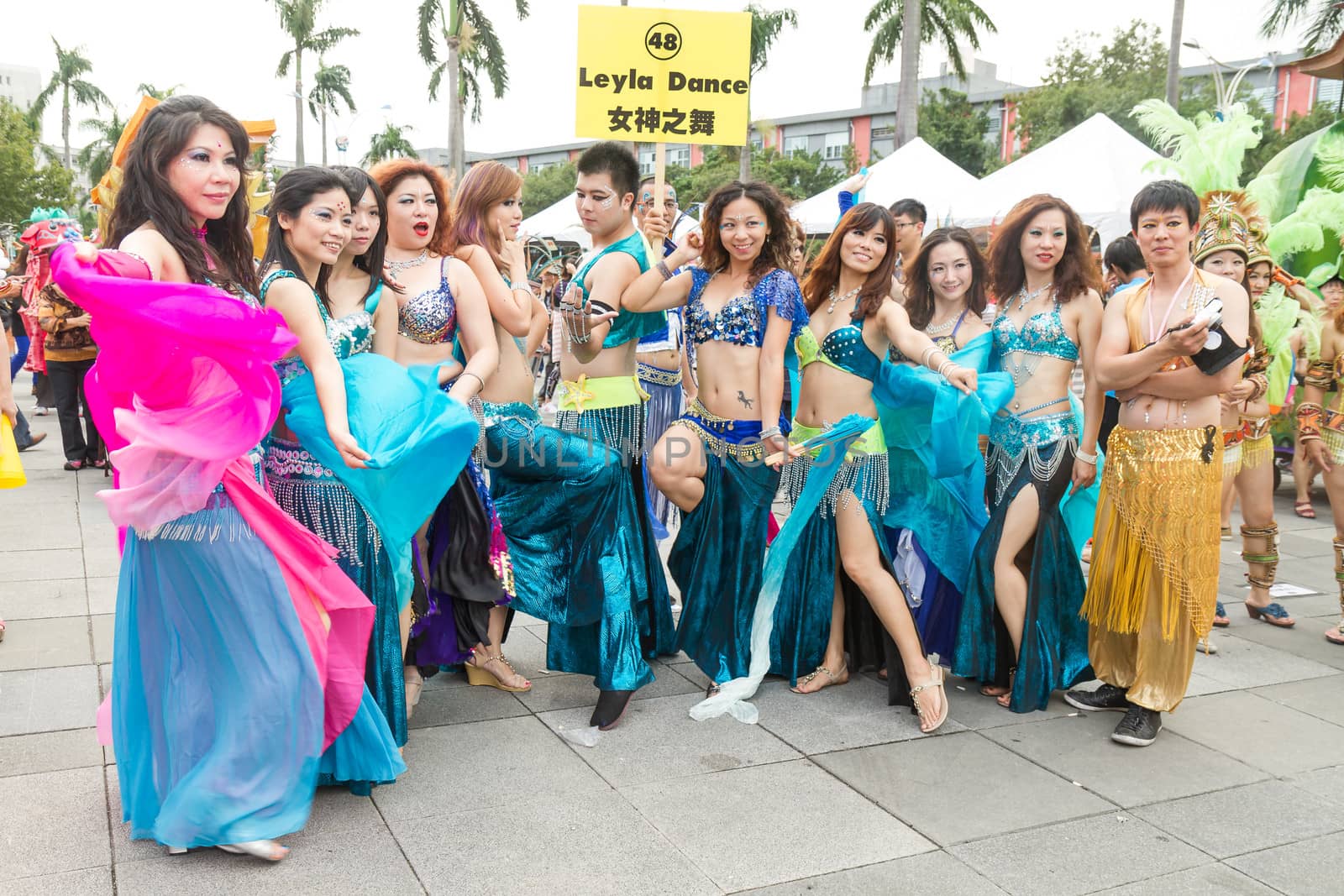 Costumed revelers march with floats in the annual Dream Parade on October 19, 2013, in Taipei, Taiwan.