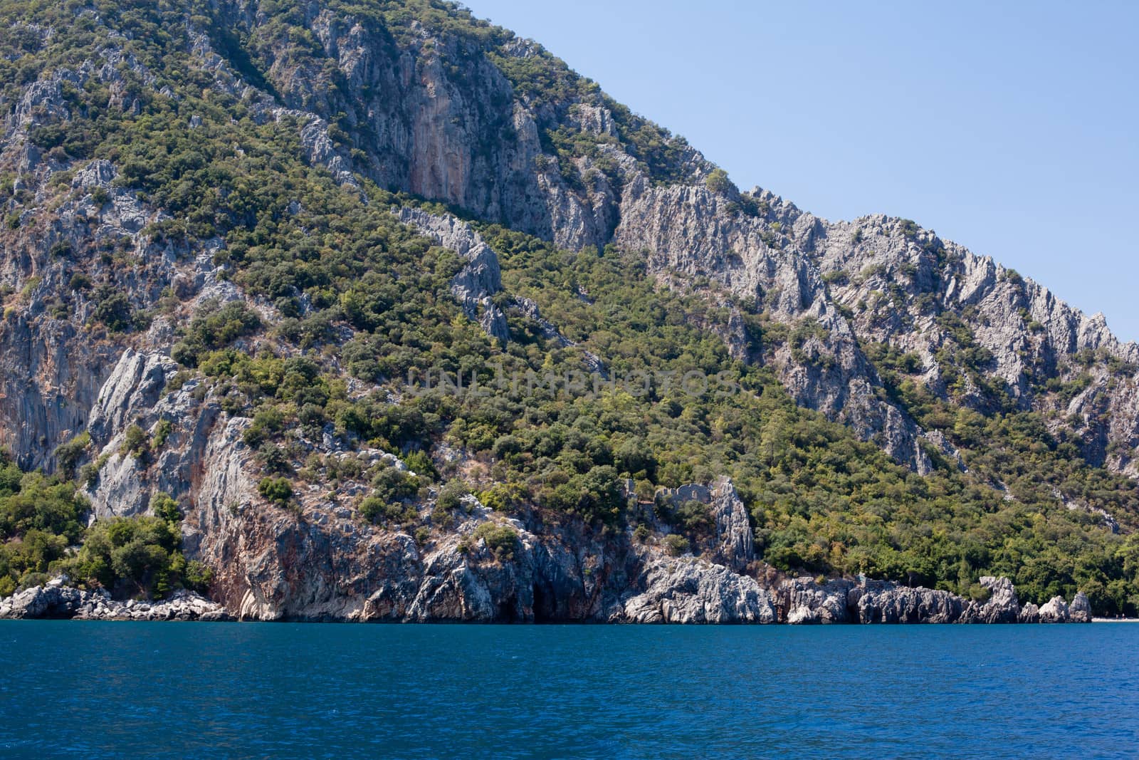 Wooded mountain and sea in Asia Minor

