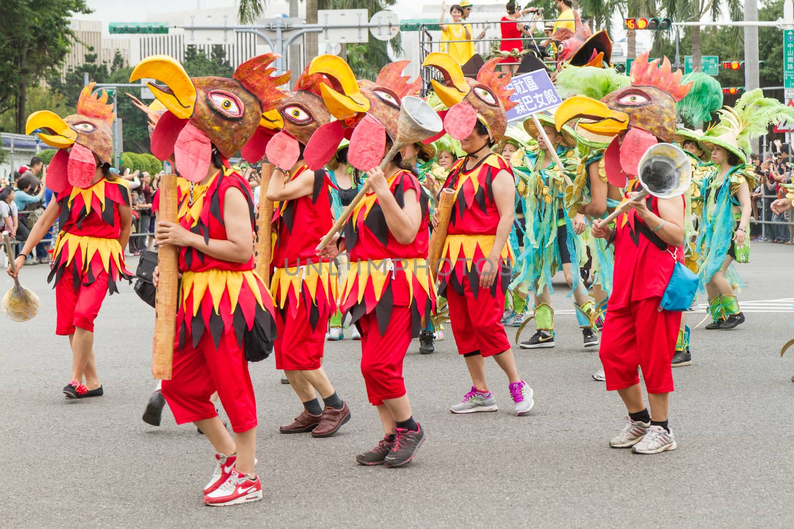 Costumed revelers march with floats in the annual Dream Parade on October 19, 2013, in Taipei, Taiwan.