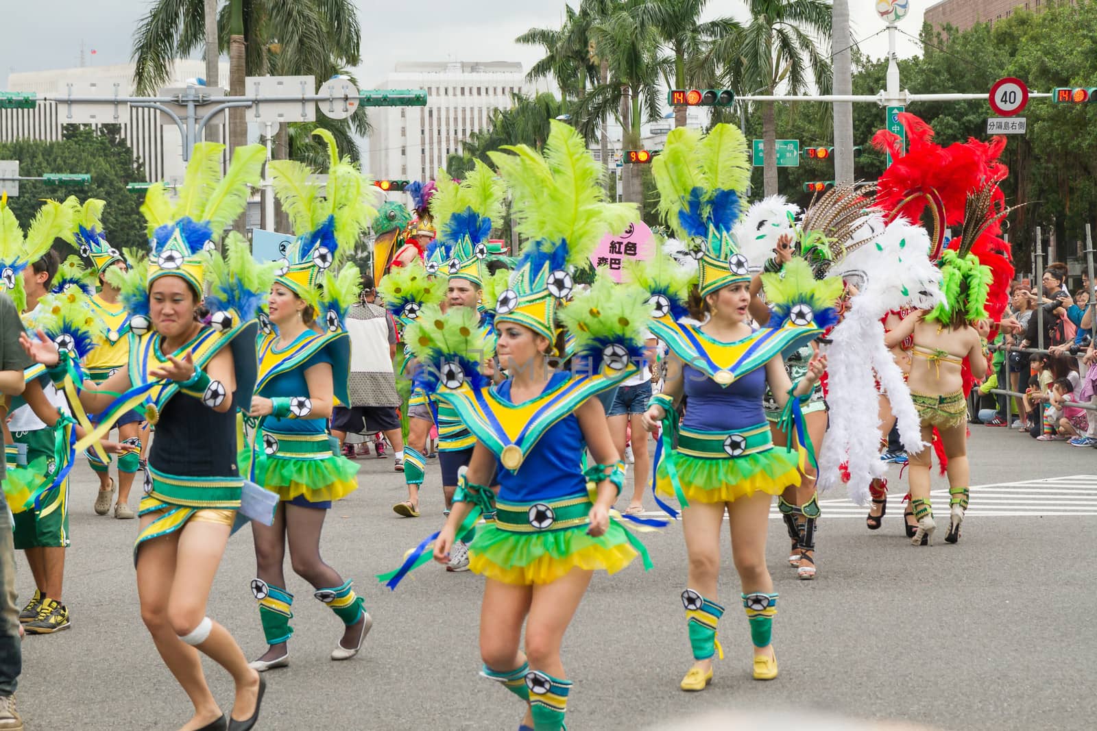 Costumed revelers march with floats in the annual Dream Parade on October 19, 2013, in Taipei, Taiwan.