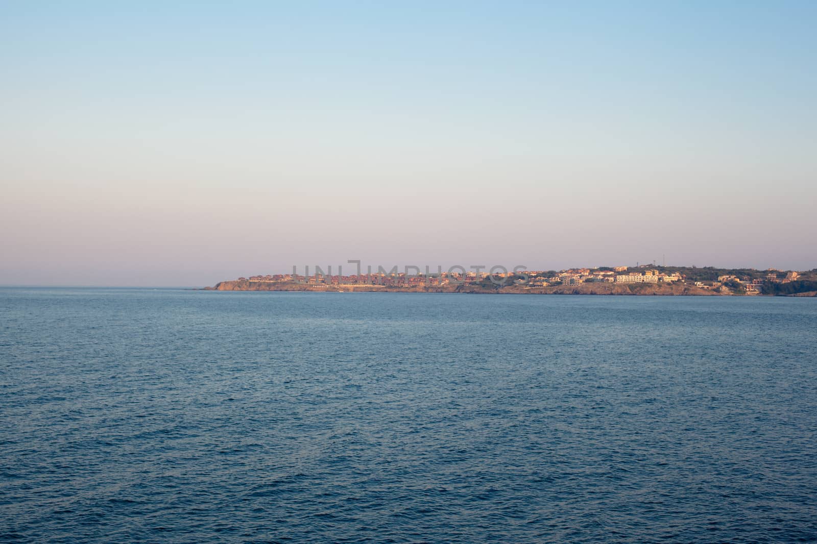 Houses on the cliff above the sea in Sozopol in Bulgaria
