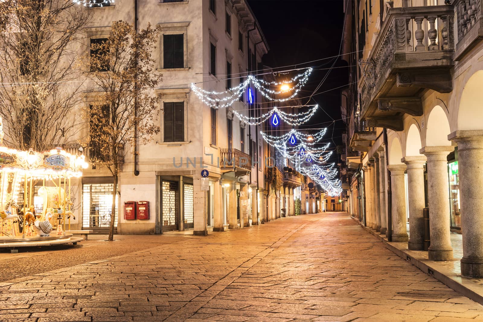 Varese, Corso Matteotti in a winter night photography