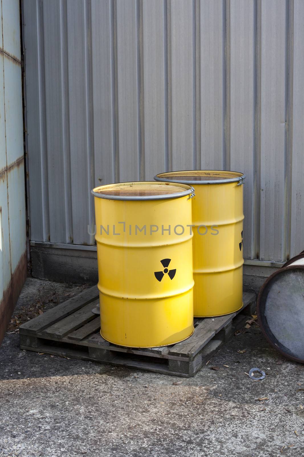 Barrels with radioactive waste disposal