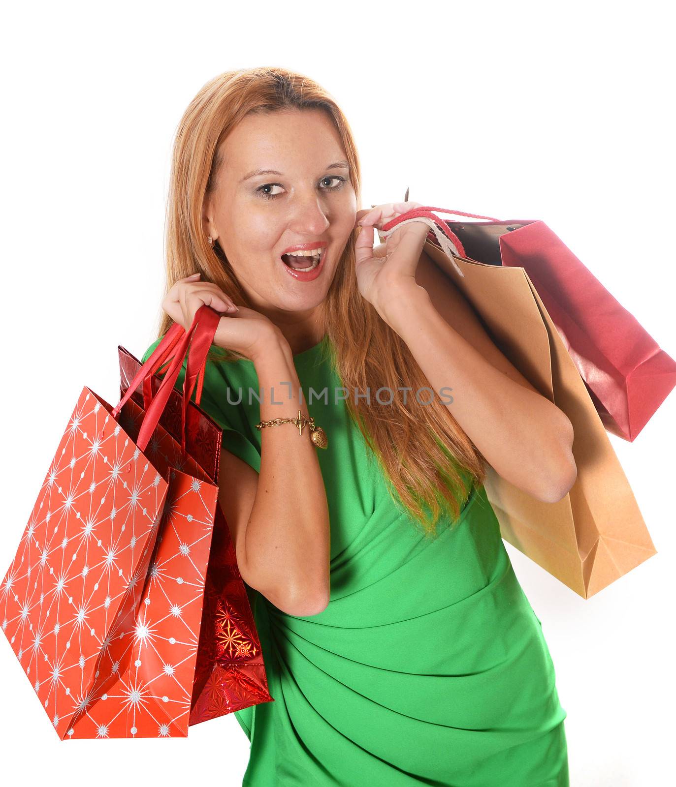 Young attractive woman going shopping in a sexy dress