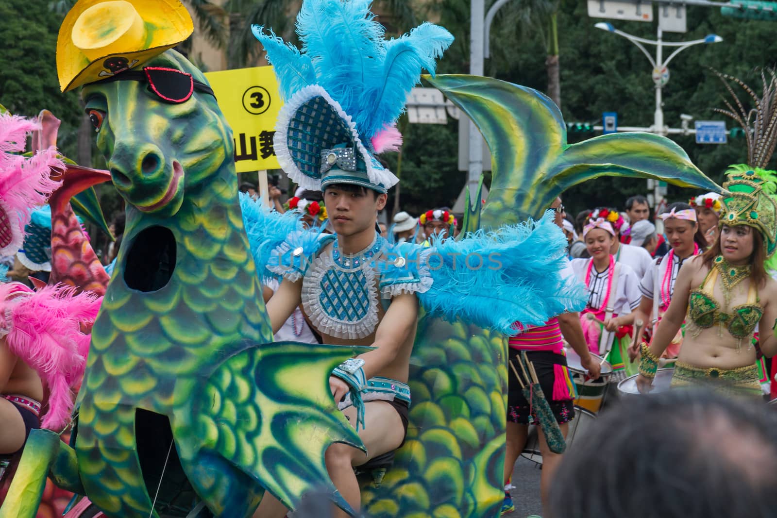 Costumed revelers march with floats in the annual Dream Parade on October 19, 2013, in Taipei, Taiwan.
