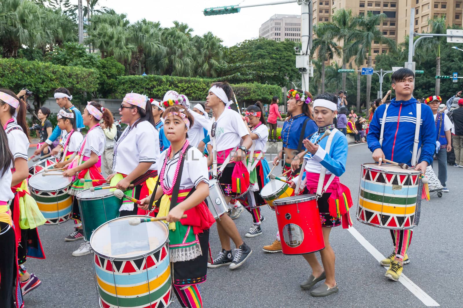 Costumed revelers march with floats in the annual Dream Parade on October 19, 2013, in Taipei, Taiwan.