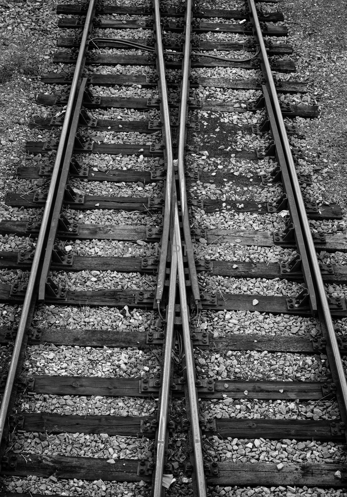 Detail shot of railway tracks