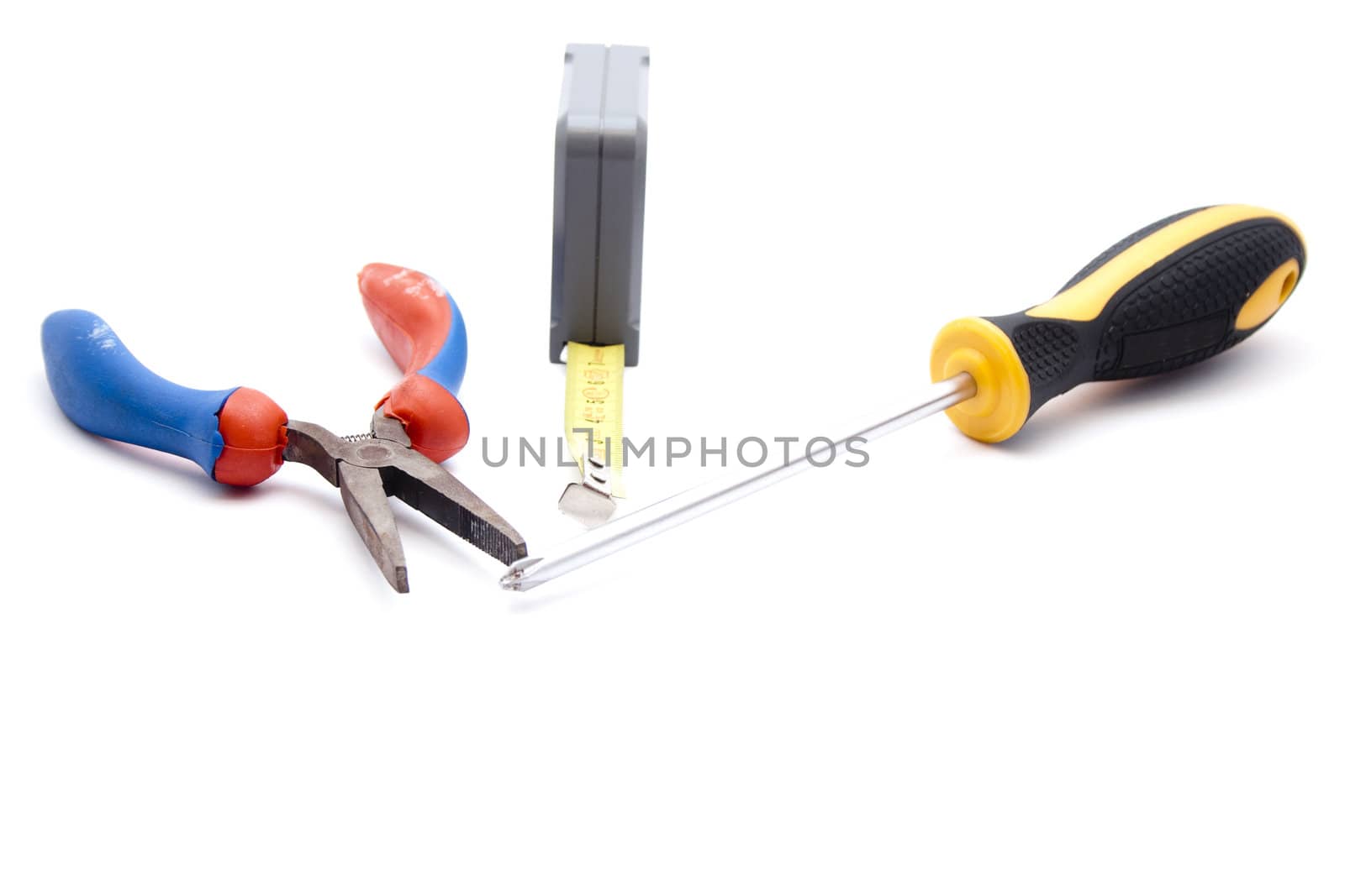Screwdriver with Measuring Tape and Tong
