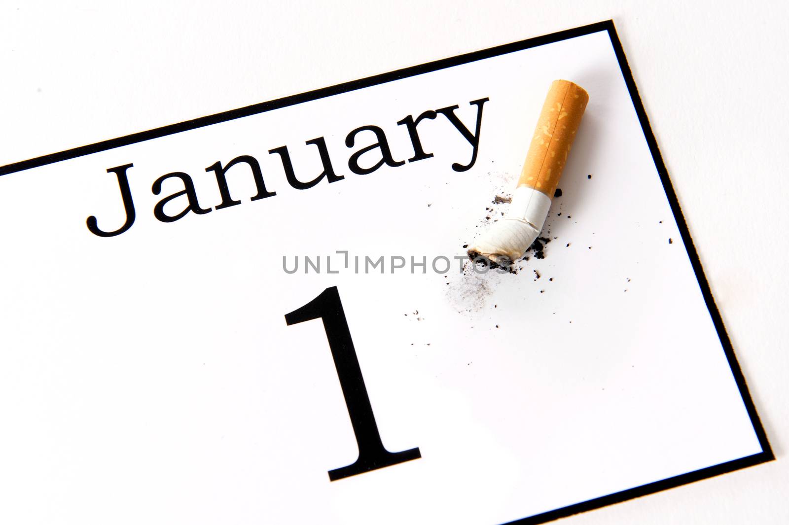 New Years Resolution quit smoking isolated on white background