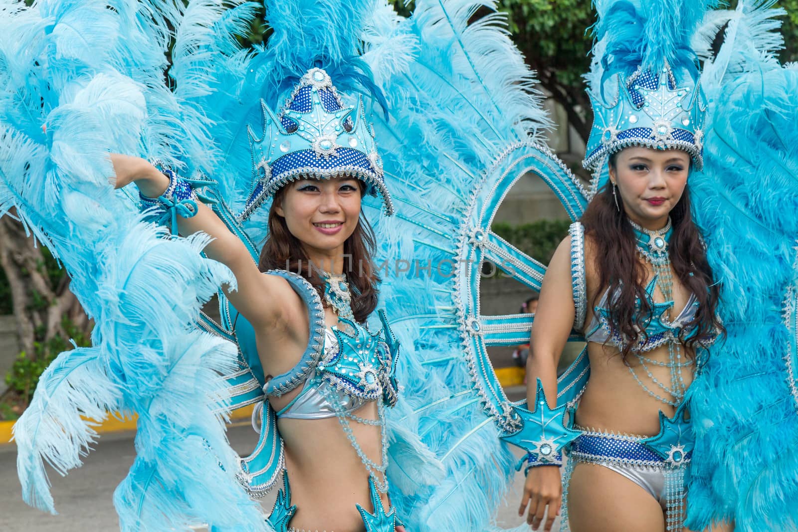 Costumed revelers march with floats in the annual Dream Parade on October 19, 2013, in Taipei, Taiwan.