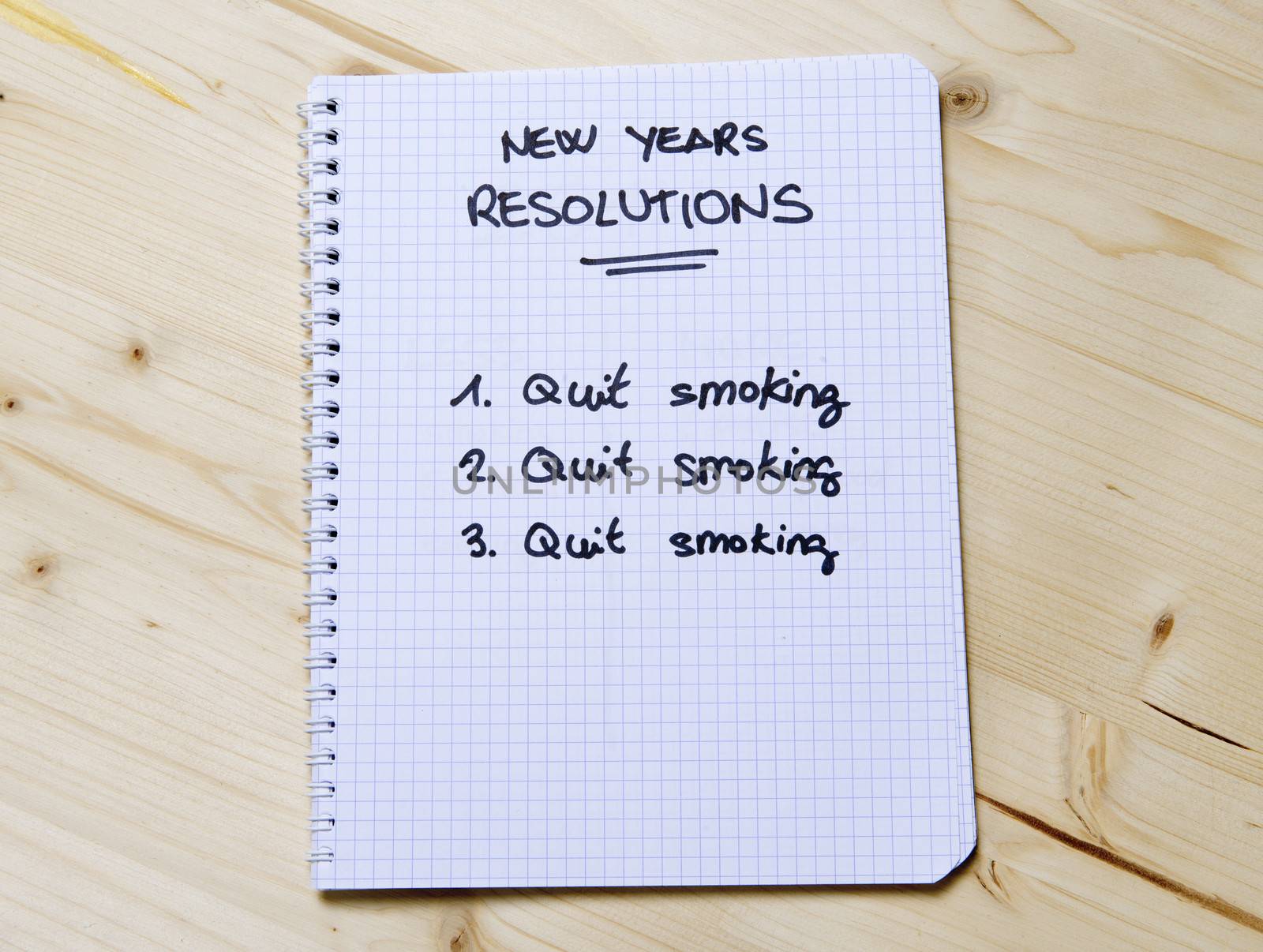 New Years Resolution list of a smoker