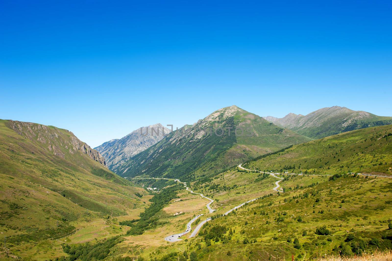 Lanscape panoramic view of Mountains in Pyrenees