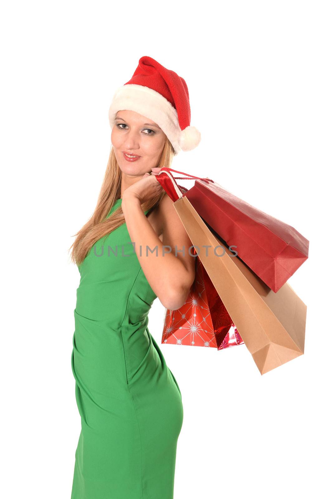 Young beautiful woman Christmas shopping by ocusfocus