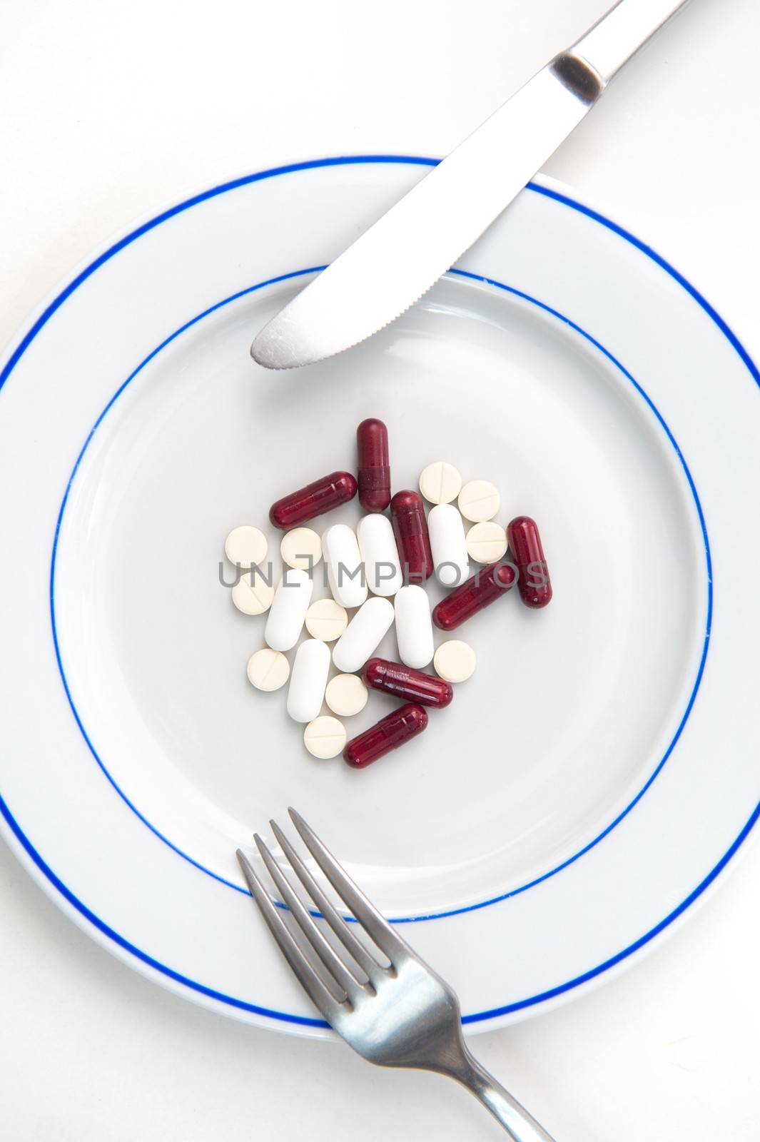 Medical Meal, Tablets and Pills on a plate