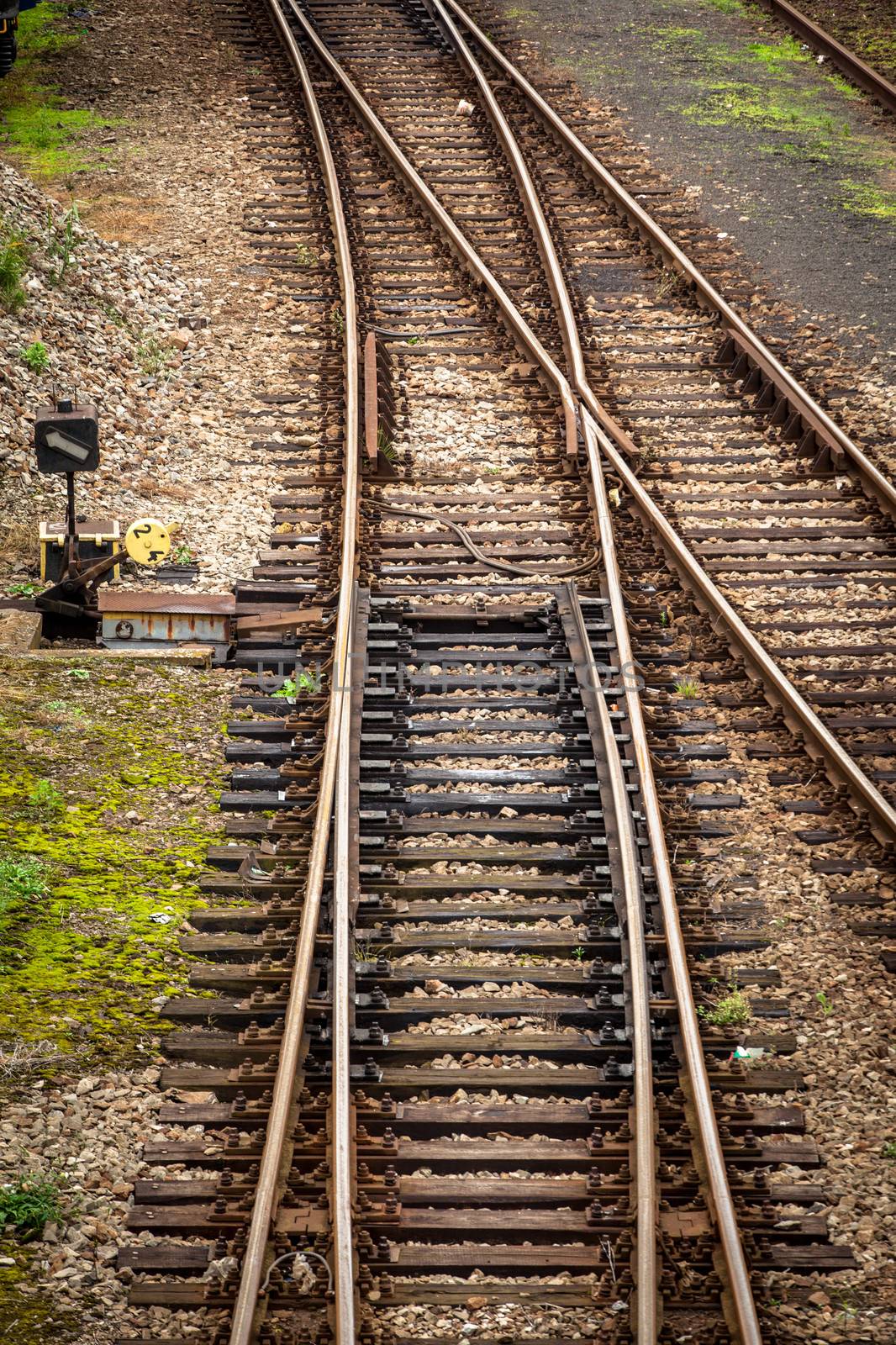 Close up view of railway tracks