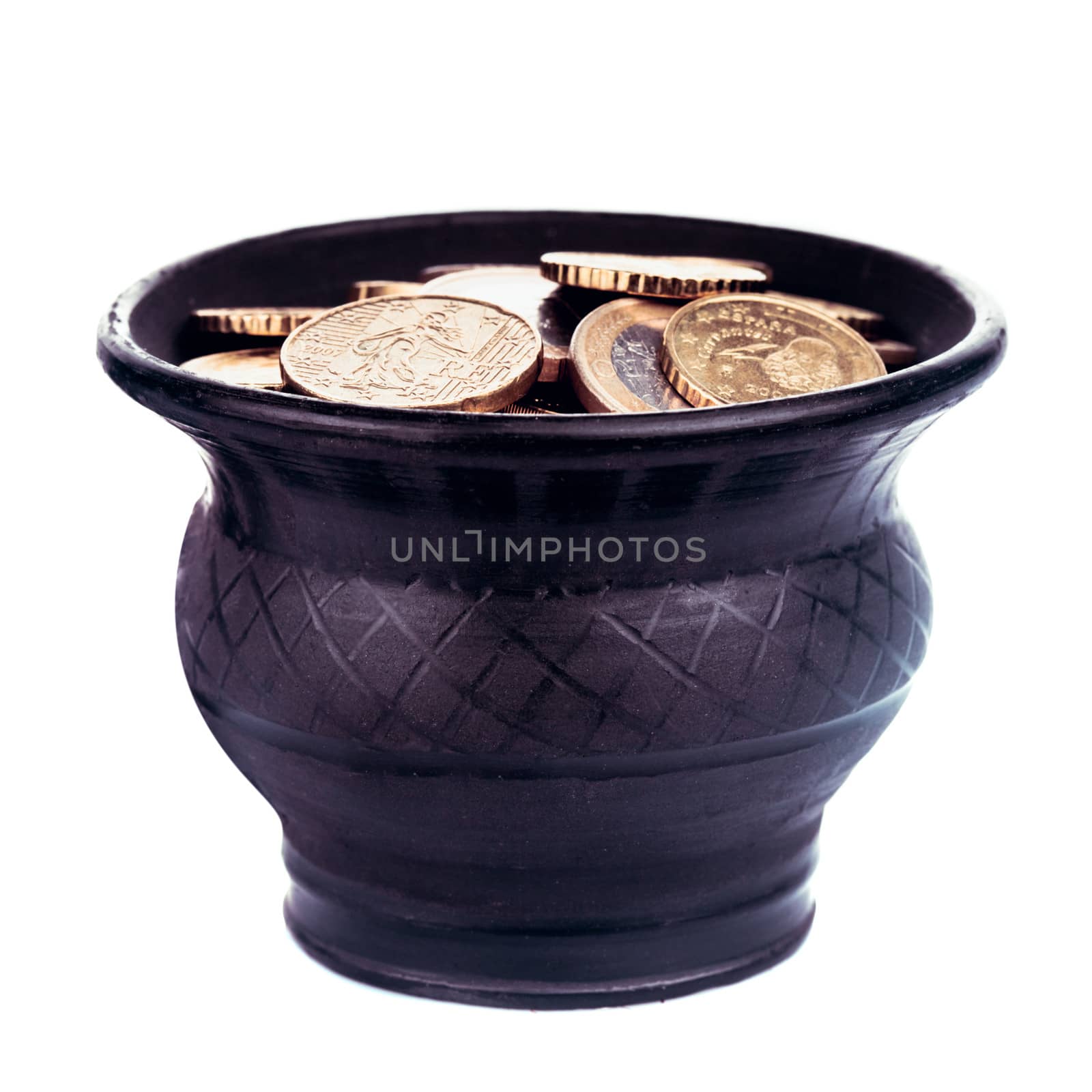 Pot with golden coins by oksix