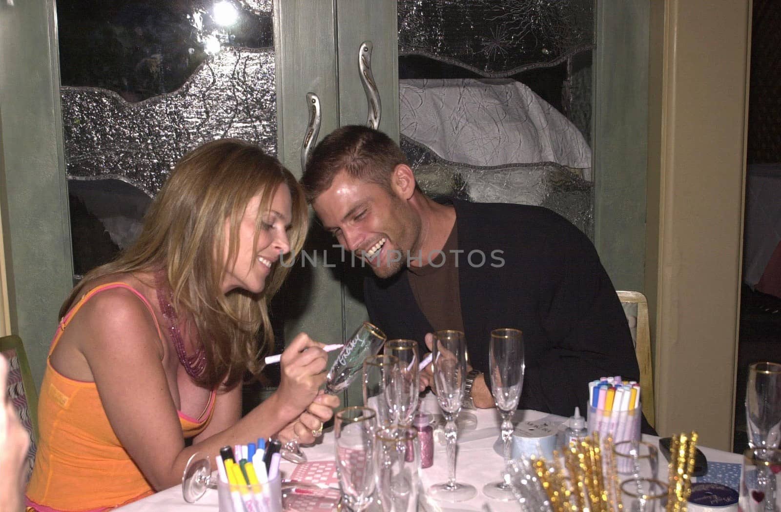 Casper Van Dien and Catherine Oxenberg at the Korbel Champagne kick off for it's romantic wedding contest, benefitting the Kenny G Miracles foundation. Malibu, 06-08-00
