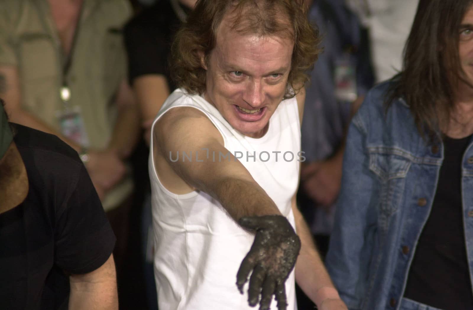 Angus Young at the ceremony where they were inducted into Sunset Blvd's Rockwalk. 09-15-00