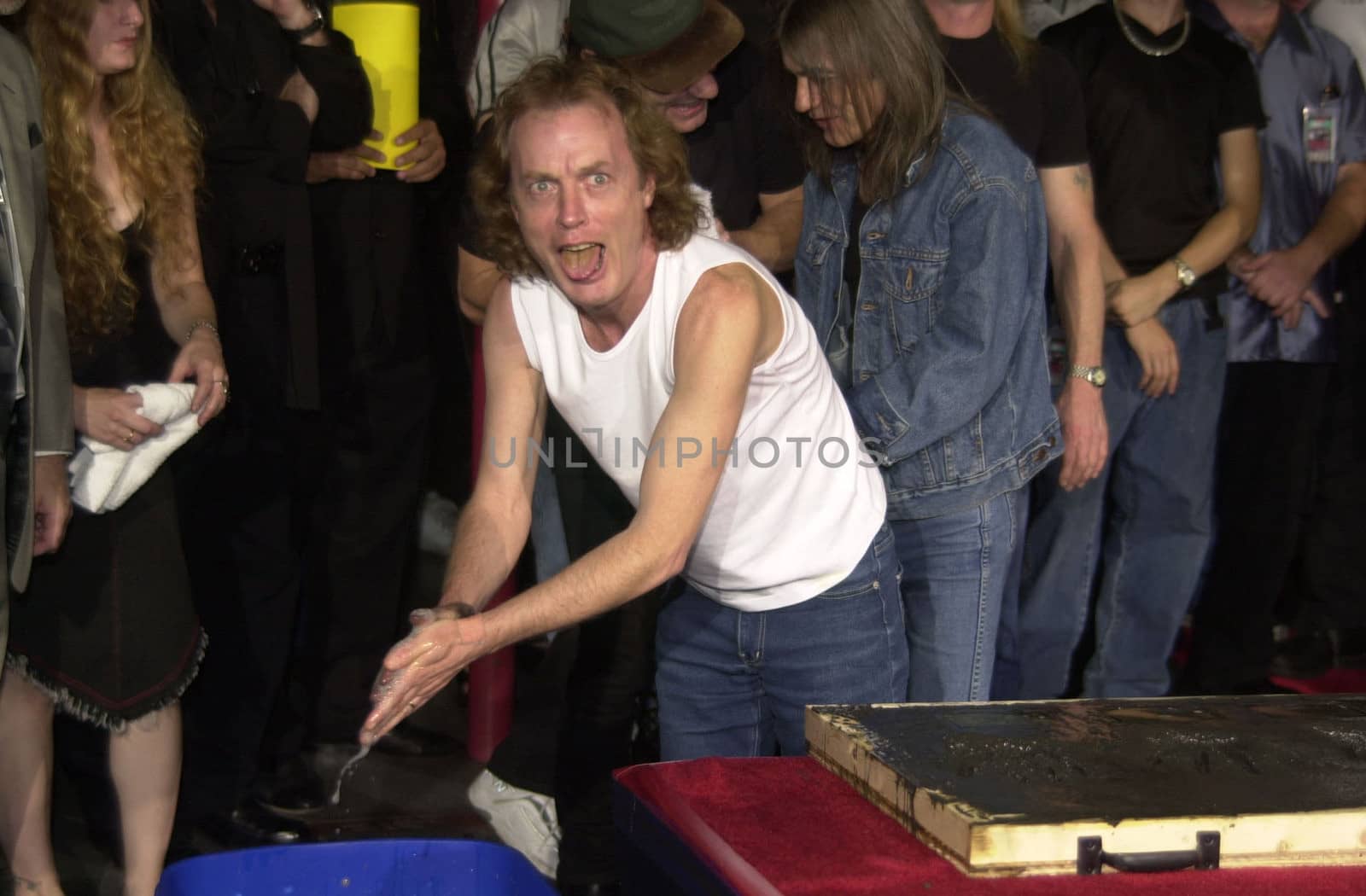 Angus Young at the ceremony where they were inducted into Sunset Blvd's Rockwalk. 09-15-00