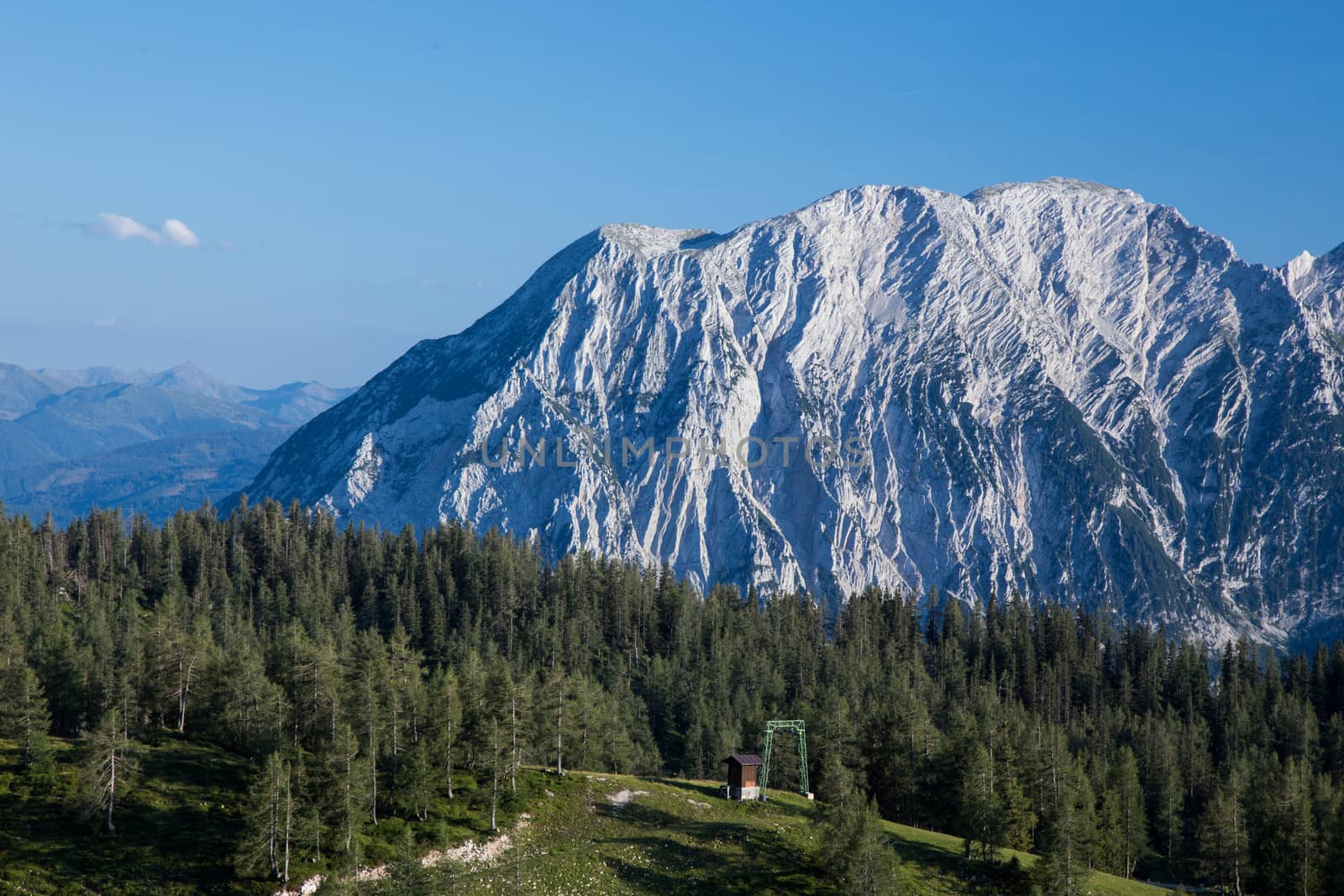 The big mountain covered by the snow