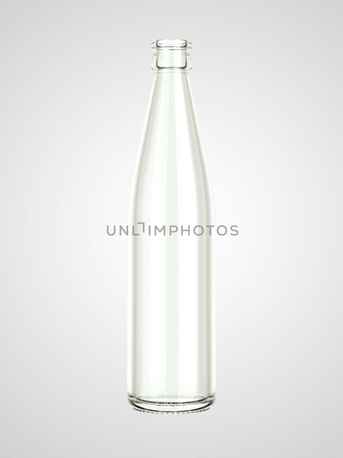 Empty bottle for water or beer isolated on grey background