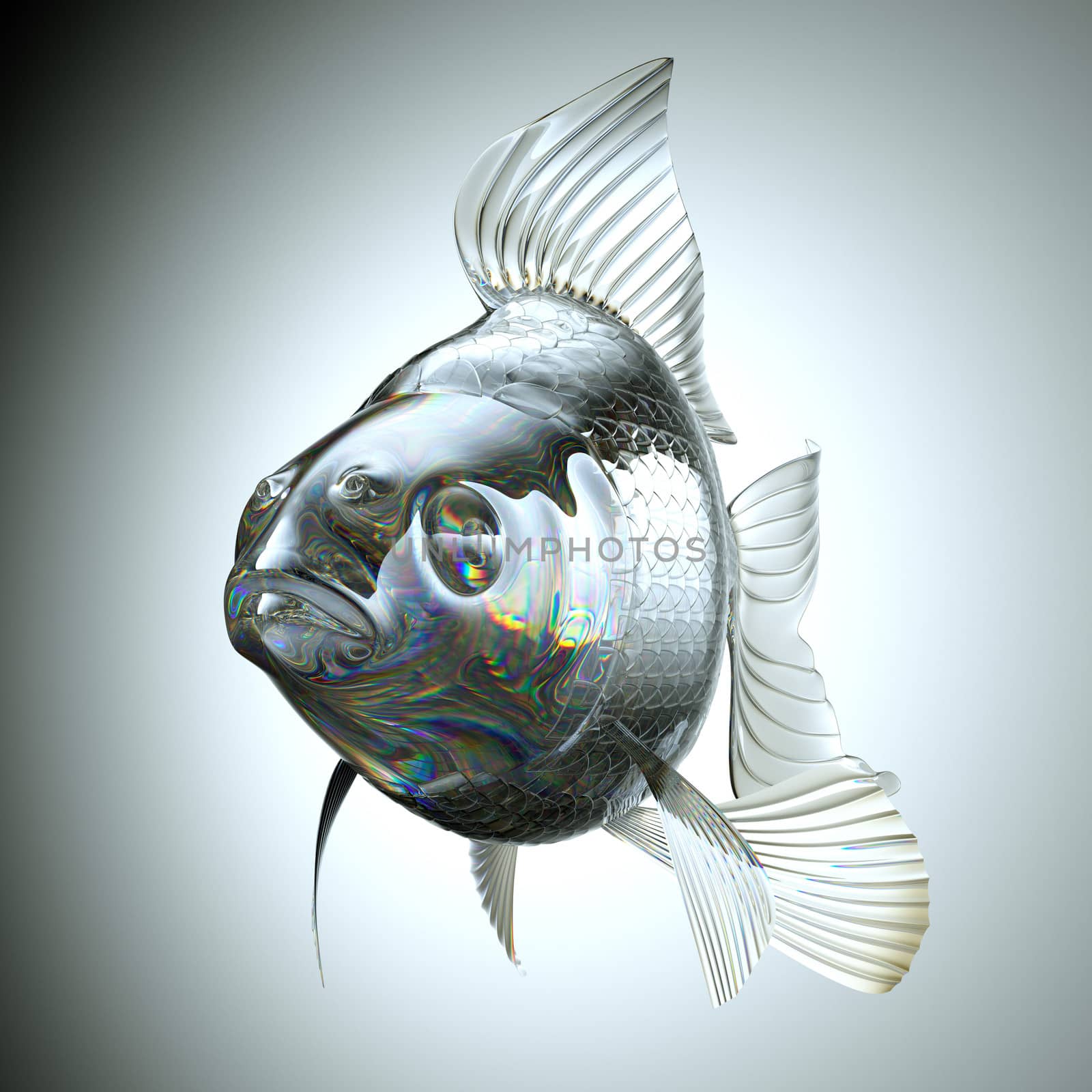 Front view of Glass goldfish by Arsgera