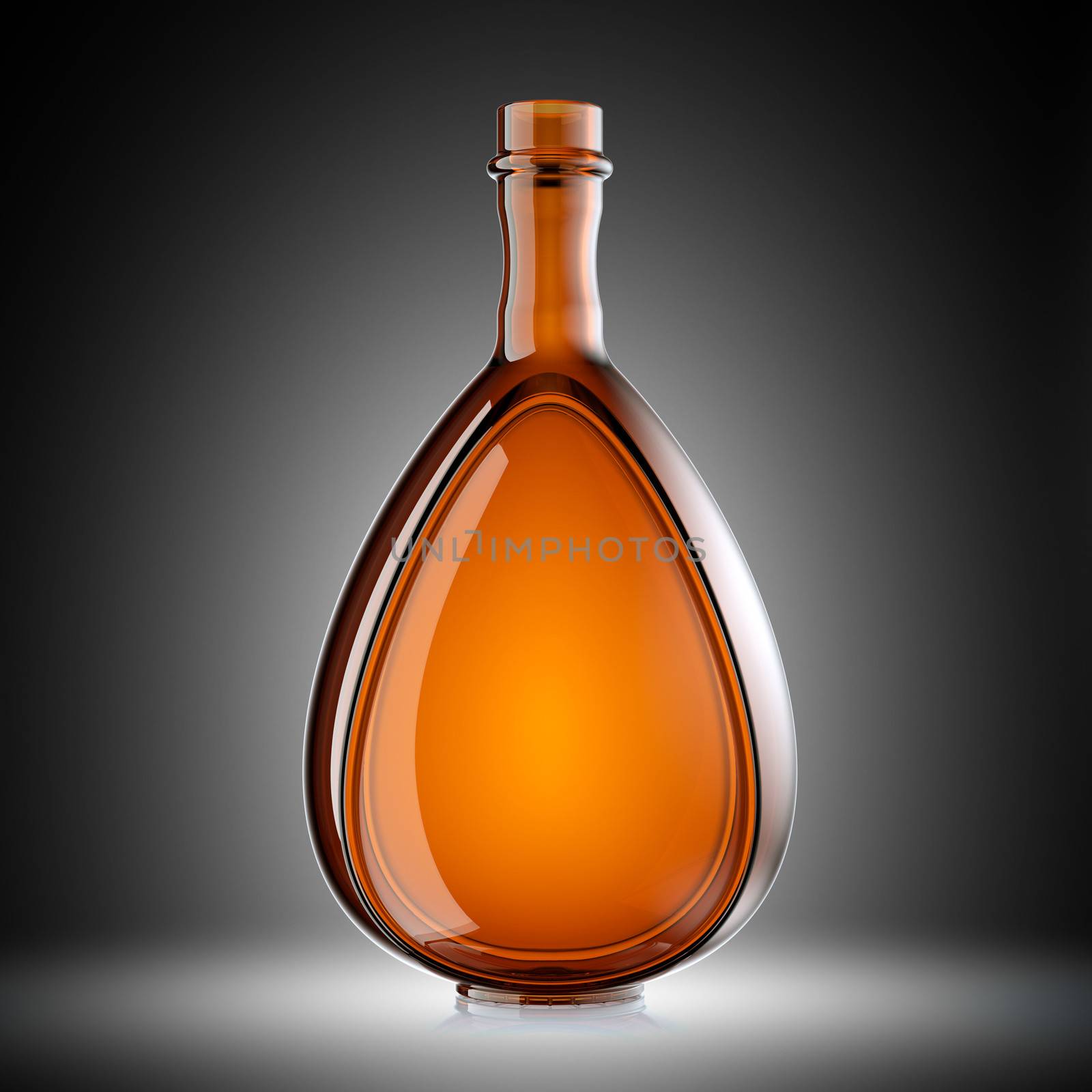 Red glass bottle for wine or brandy by Arsgera