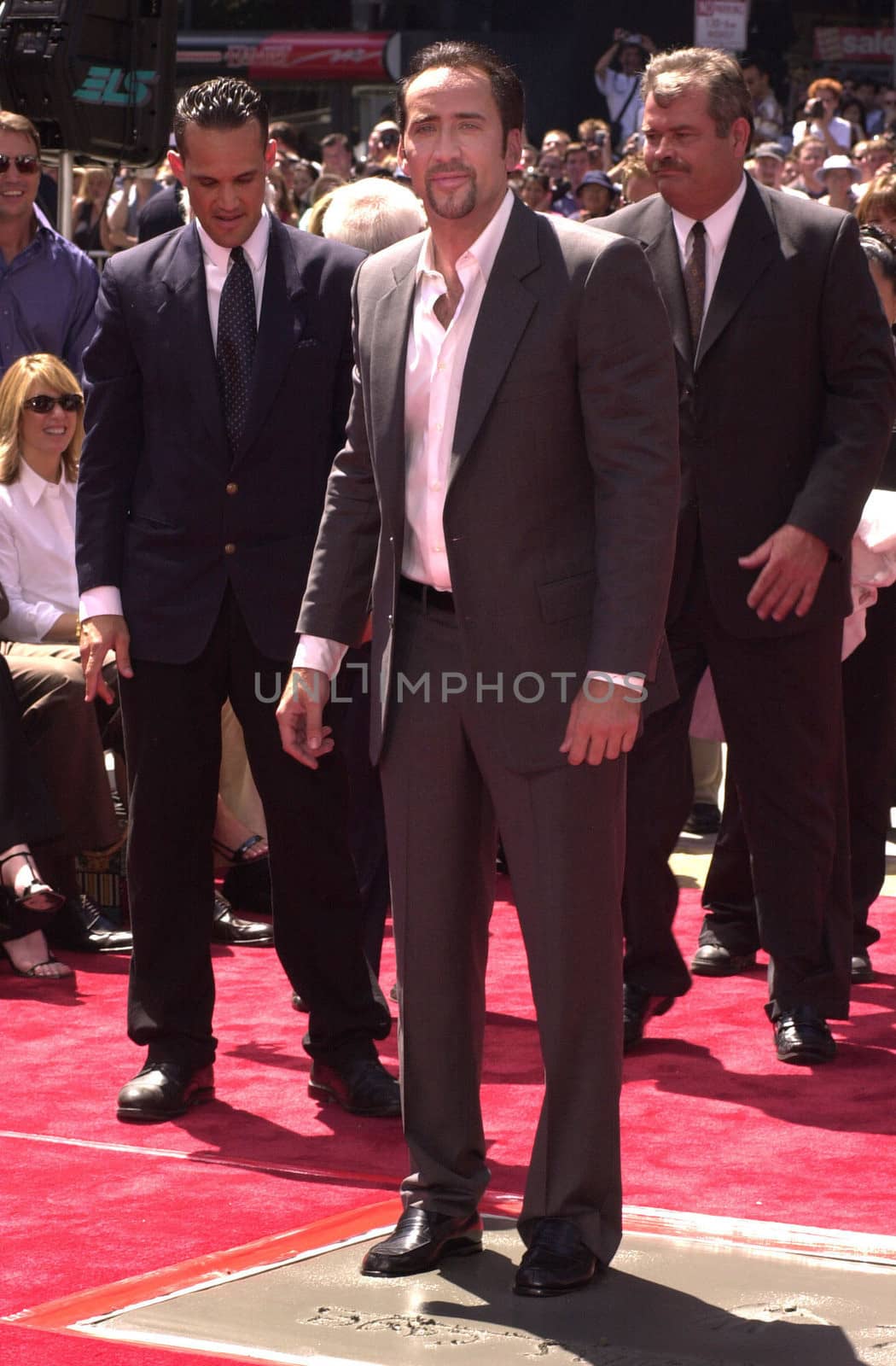 Nicolas Cage at the handprint/footprint ceremony for Nicolas Cage at the Chinese Theater, Hollywood, 08-14-01